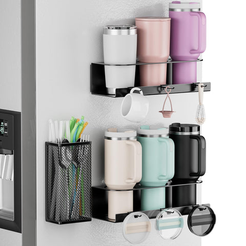 OVICAR magnetic cup holder on fridge secures Stanley 40oz tumbler