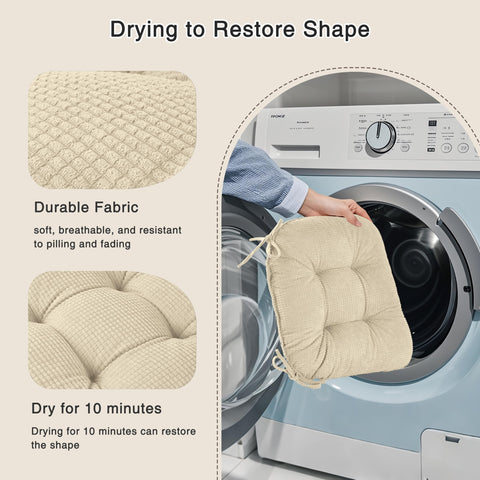OVOV chair pad with 100% polyester padding for soft support.