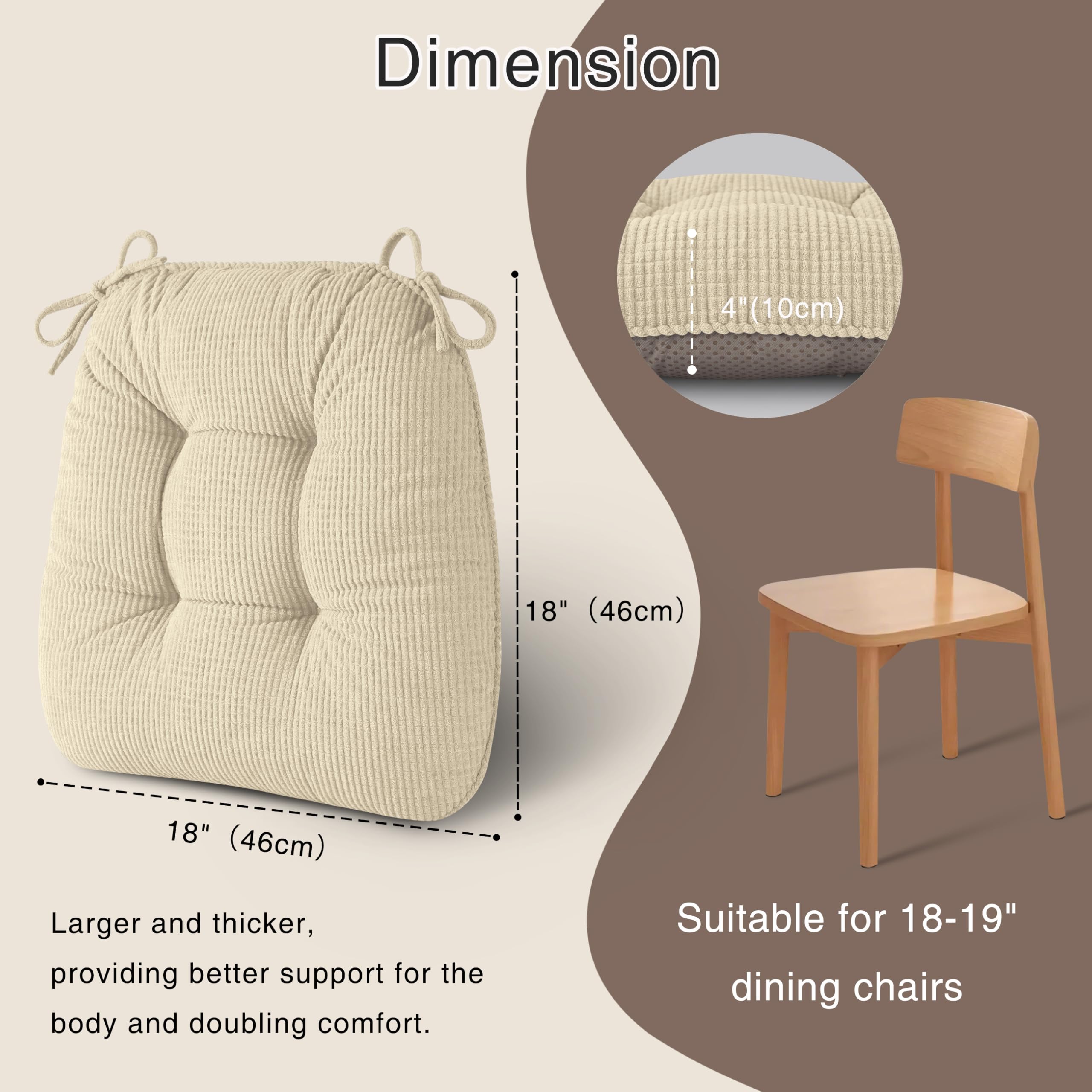 OVOV dining chair cushion in breathable fabric for year-round comfort.