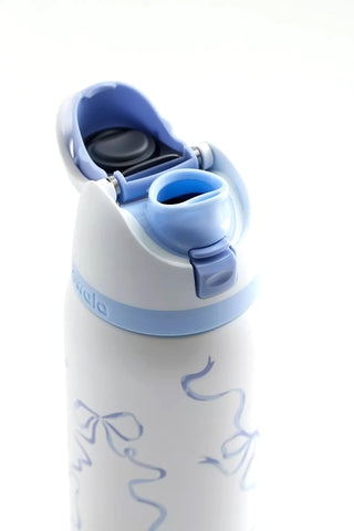 Owala bottle with hinged loop for easy hands-free carrying