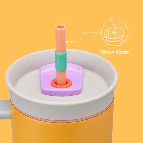 Owala removable-straw detail enabling sip or swig.
