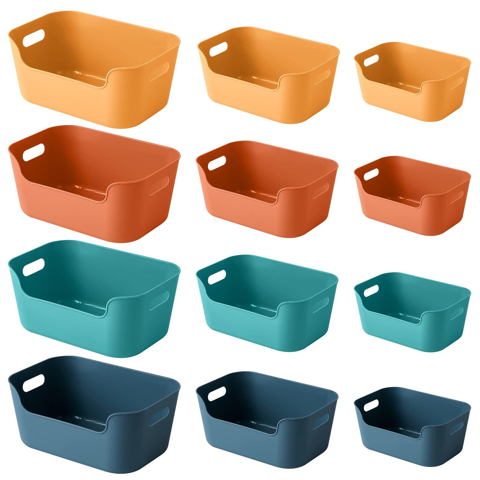 OWill 12-pack mixed storage bins in bright colors for organized shelves