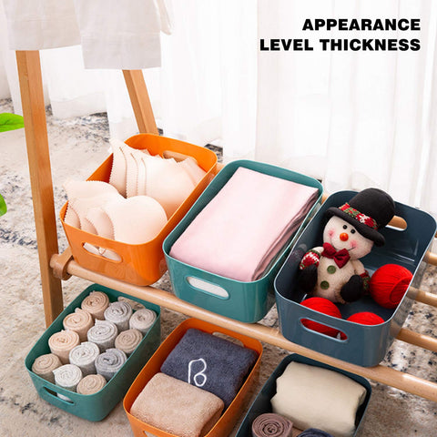 OWill multicolor beige basket blends with decor while storing small items.