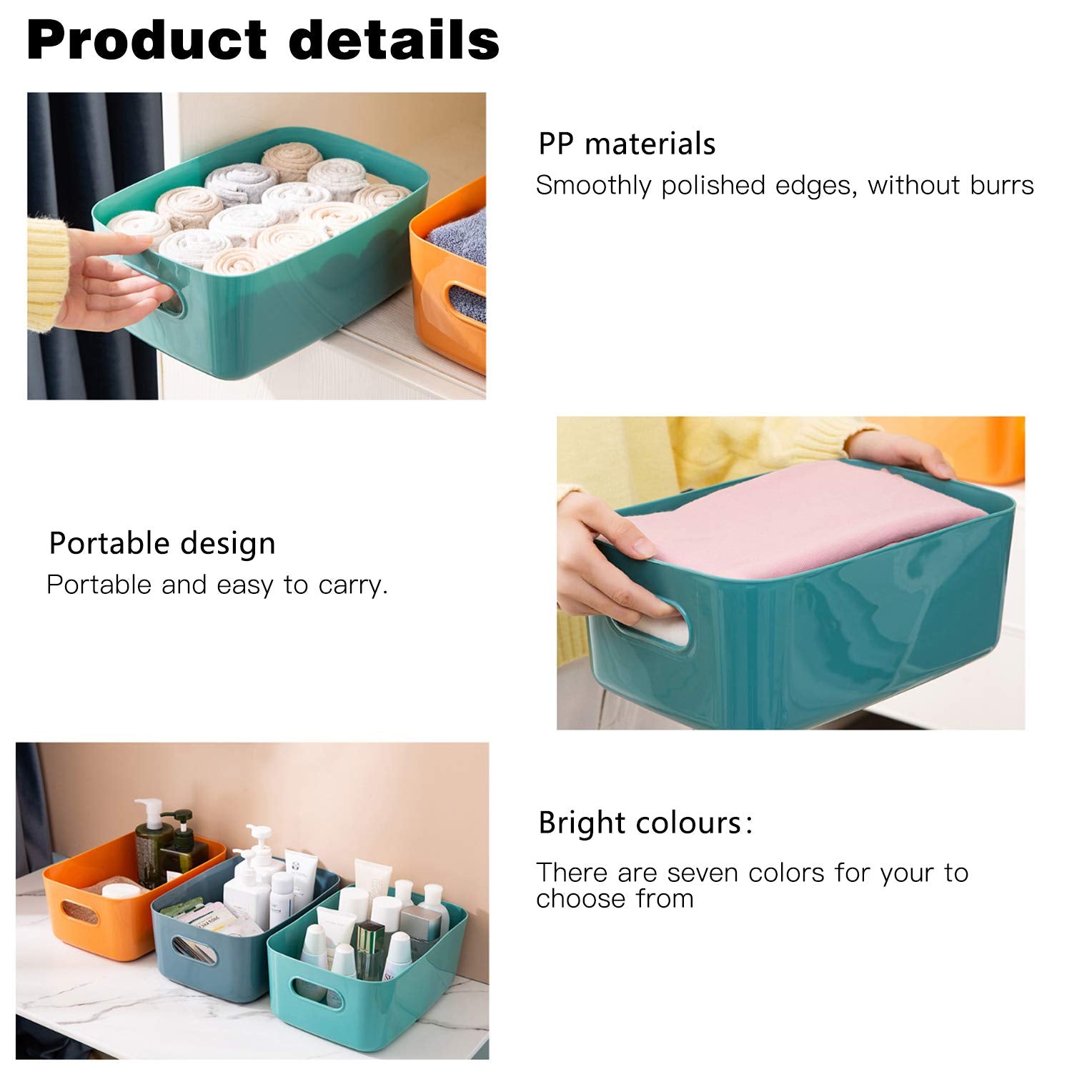 OWill multicolor green basket provides compact storage for crafts and school essentials.