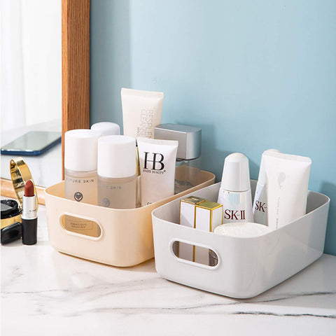 OWill multicolor white basket offers clean versatile storage on shelves.