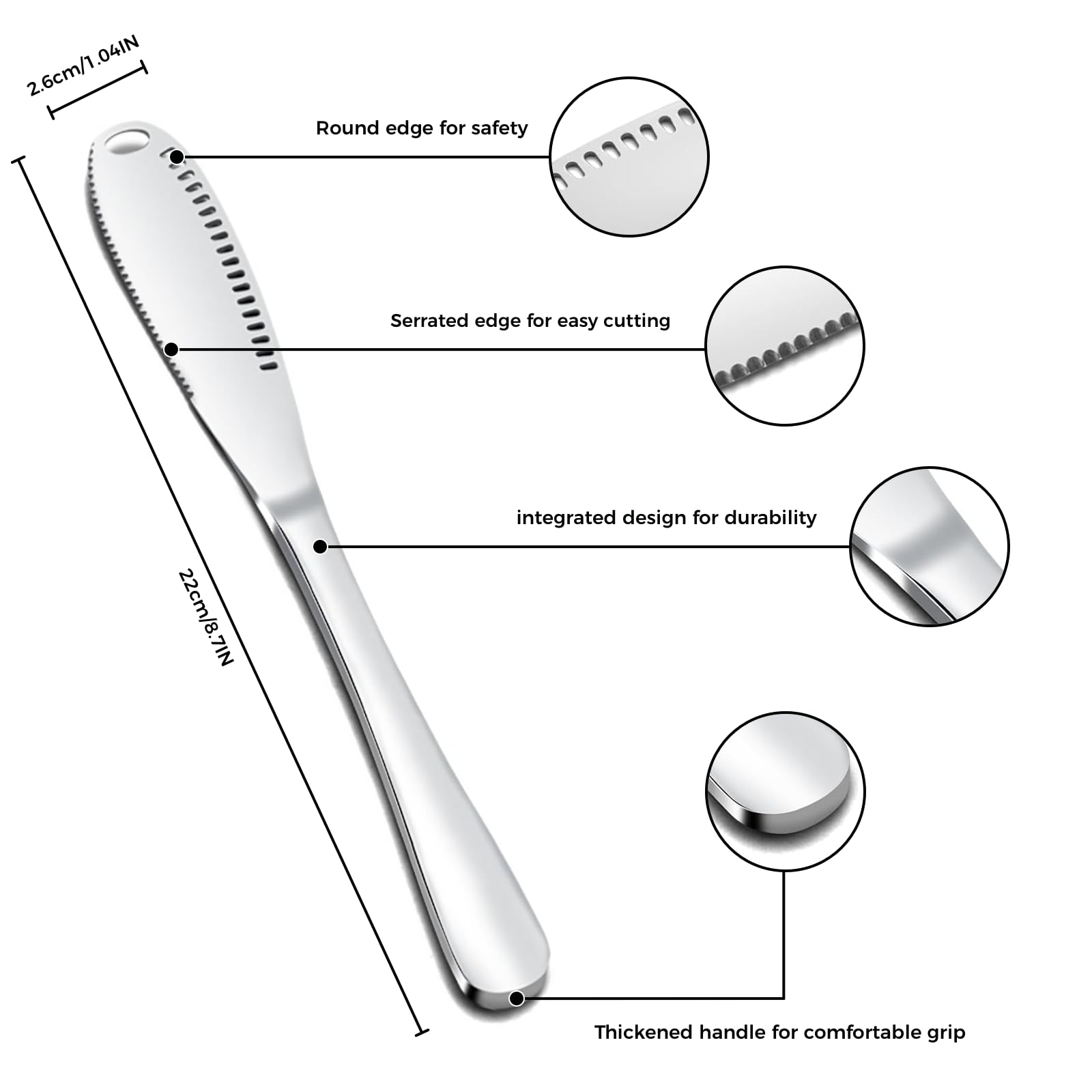 Owiooll 8-inch butter knife in hand demonstrates a comfortable grip.