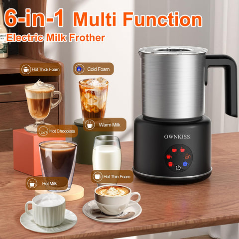 OWNKISS Milk Frother demonstrates foam for dairy and plant-based milks