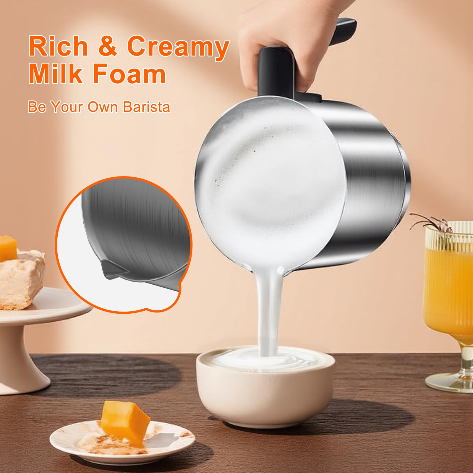 OWNKISS Milk Frother temperature control shows precise heating for milk