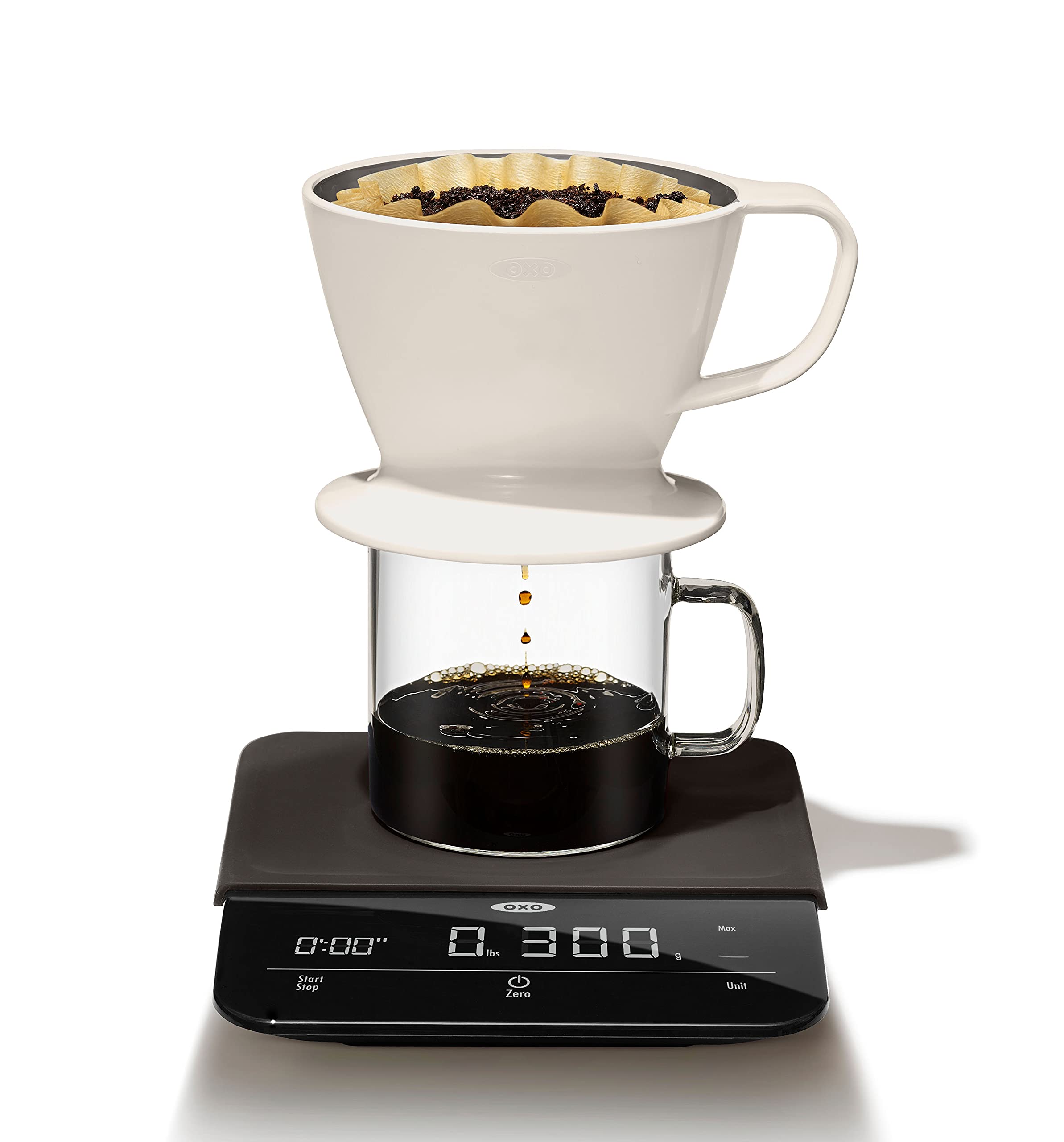 OXO Brew scale measures grams ounces and pounds