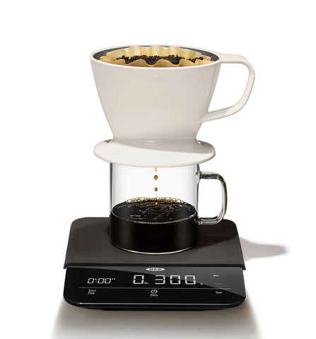 OXO Brew scale measures grams ounces and pounds