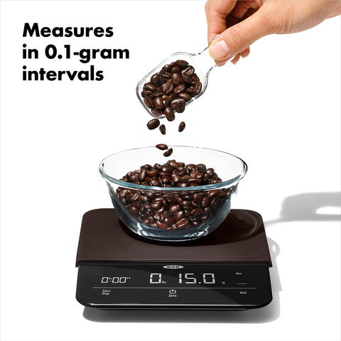 OXO Brew scale set up for pour over brewing