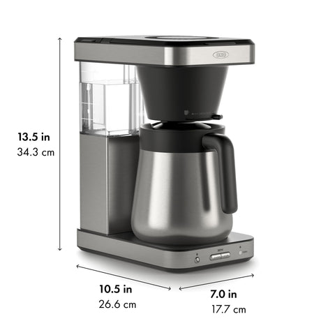 OXO Brew pour-through lid allows easy pouring without lid removal