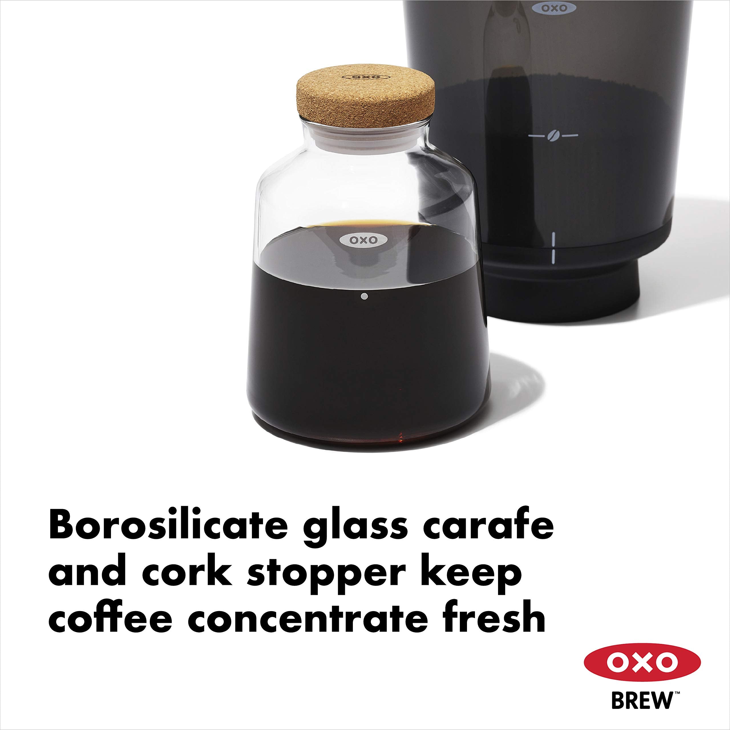 OXO Brew Compact Cold Brew auto-drain activates as it sits on the carafe