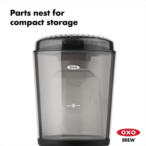 OXO Brew Compact Cold Brew rainmaker top evenly distributes water over grounds