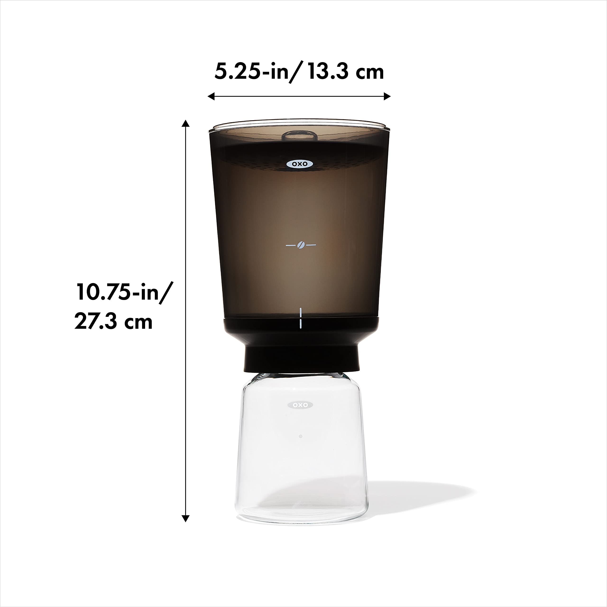 OXO Brew Compact Cold Brew brewer and carafe nest for easy storage