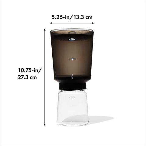 OXO Brew Compact Cold Brew brewer and carafe nest for easy storage
