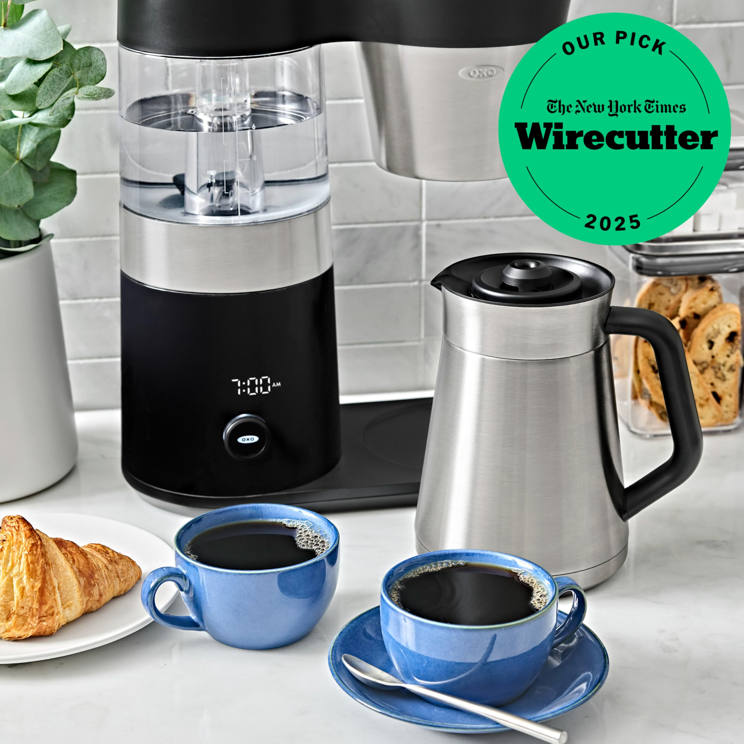 OXO Brew double-wall stainless steel carafe preserves heat and aroma