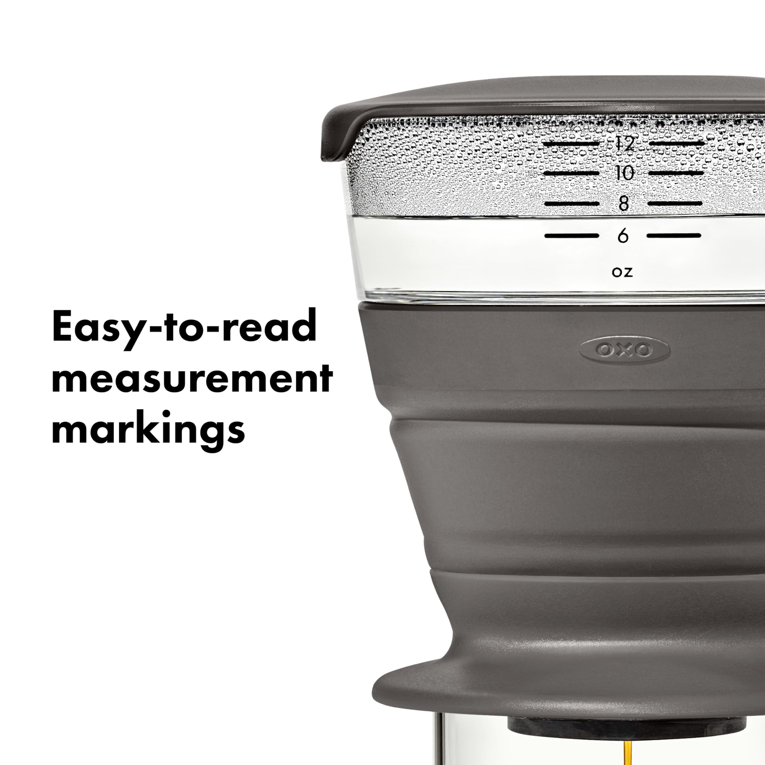 OXO Brew water-tank markings show capacity up to 12 ounces.