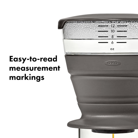 OXO Brew water-tank markings show capacity up to 12 ounces.