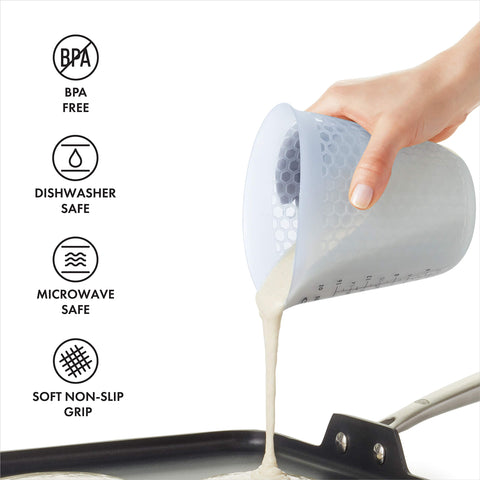 OXO GG dishwasher-safe BPA-free silicone cup for easy cleaning.