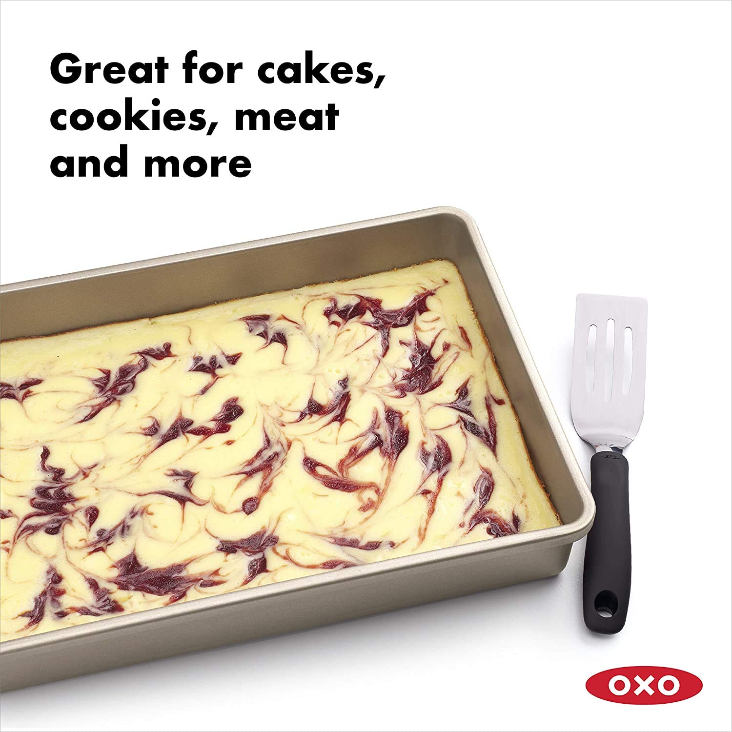 OXO GG Pan top surface with dimension markings aids quick size identification