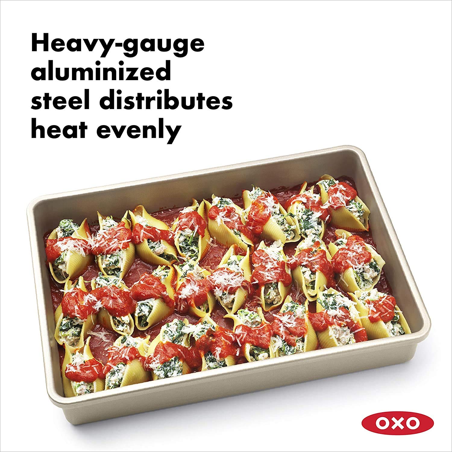 OXO GG Pan micro textured pattern close-up supports even baking and airflow