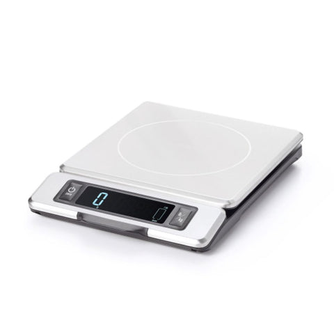 OXO Good Grips 11-Pound scale front view with clear numbers for precise weighing.