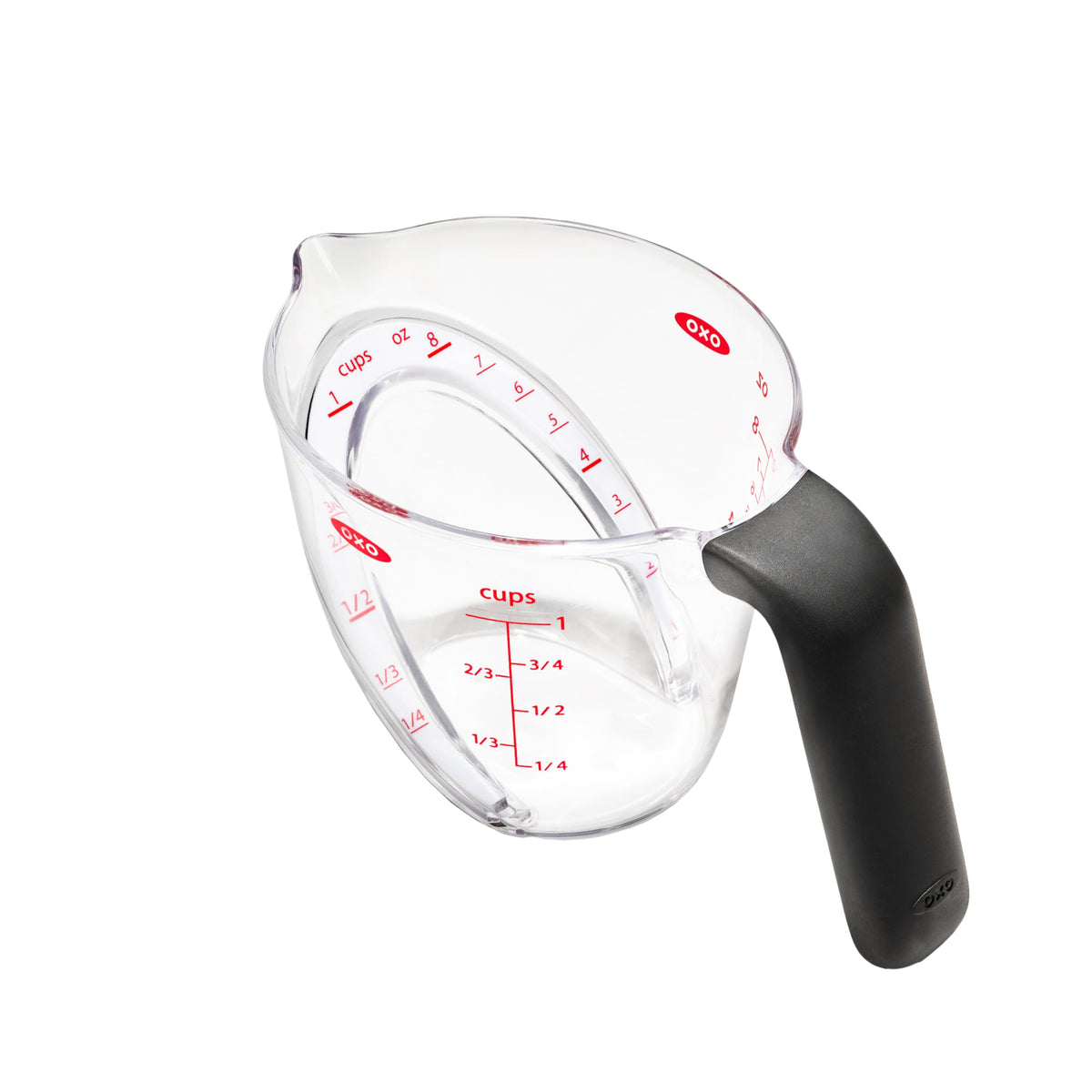 OXO Good Grips 1-Cup Angled Measuring Cup side view for easy reading.