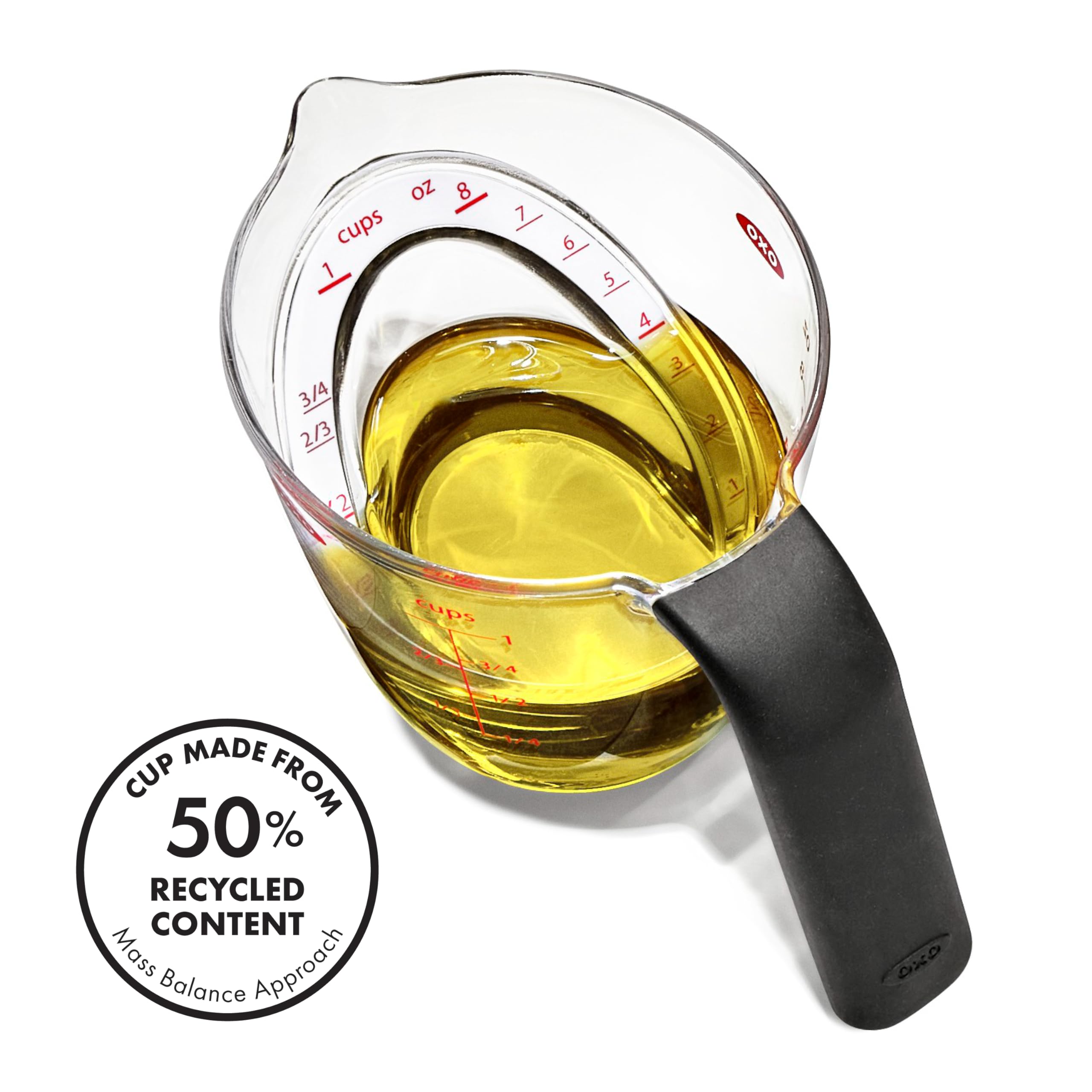 OXO Good Grips 1-Cup Angled Measuring Cup soft nonslip handle.