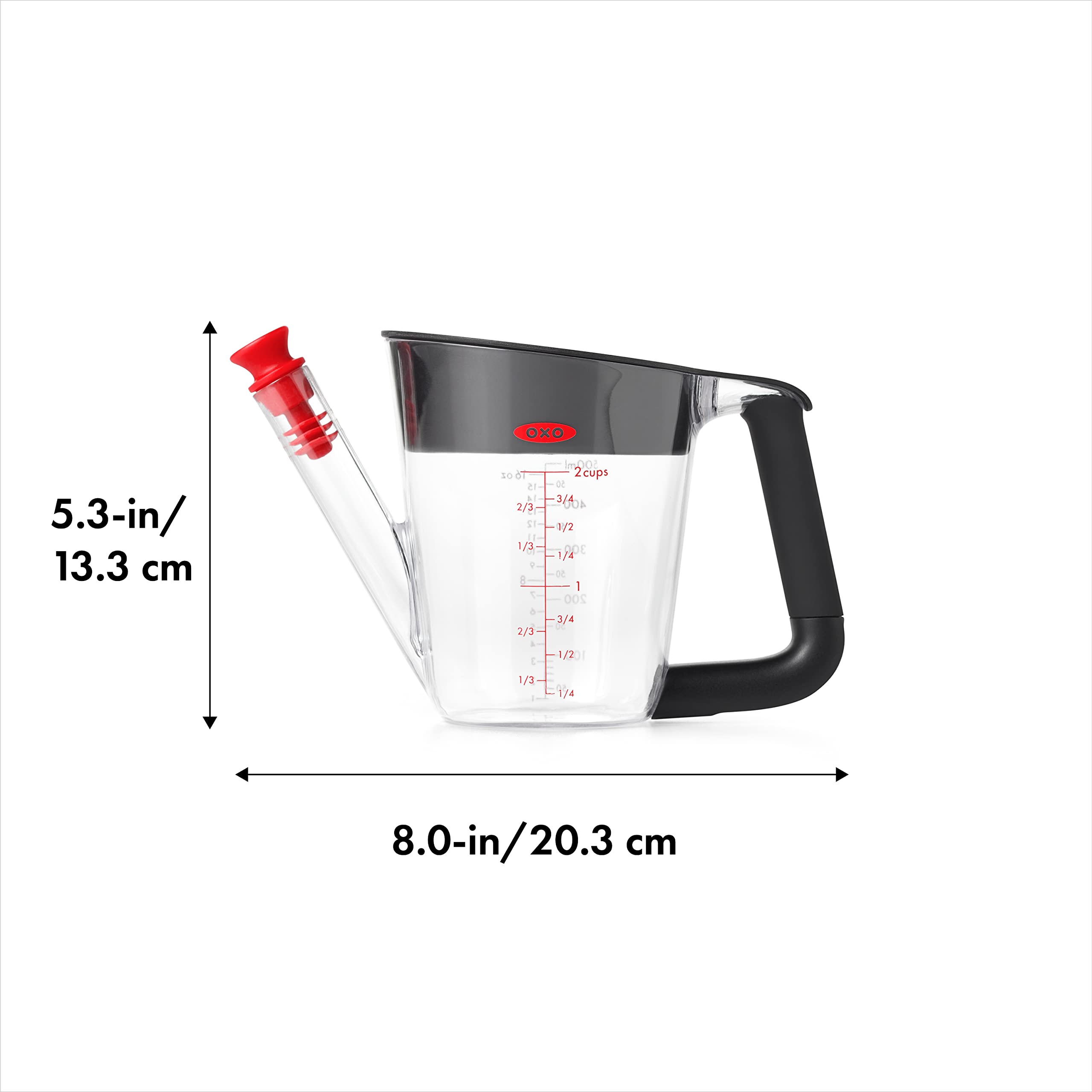 OXO Good Grips fat separator with strainer catching bits