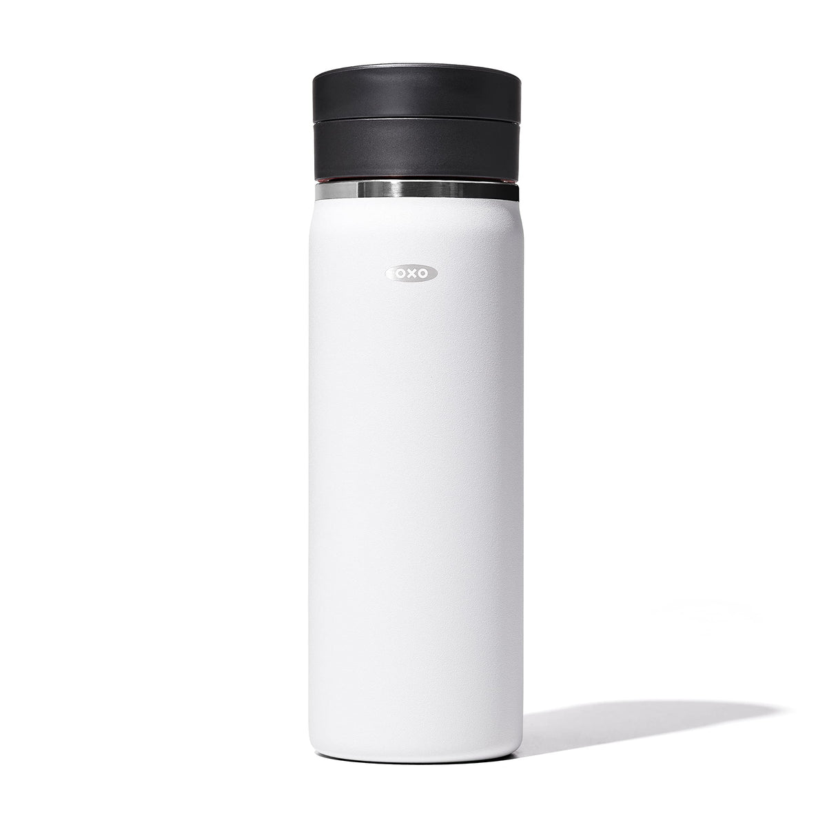 OXO Good Grips 20oz travel mug in Quartz, full view for on-the-go hot beverages