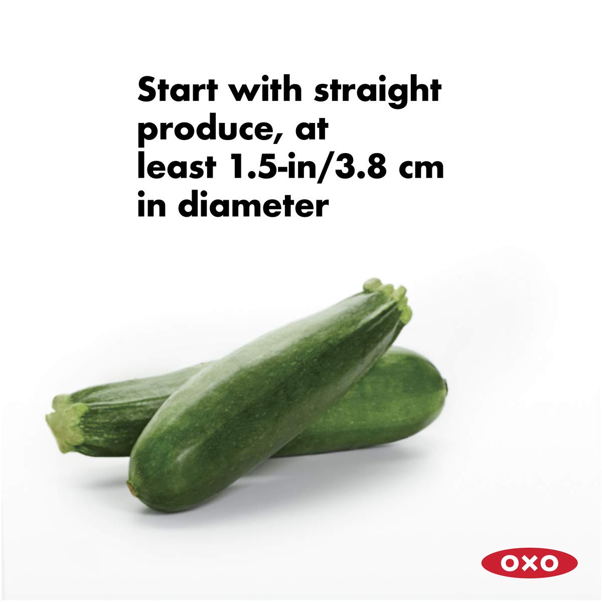 OXO food holder with sharp teeth secures produce during spiralizing.