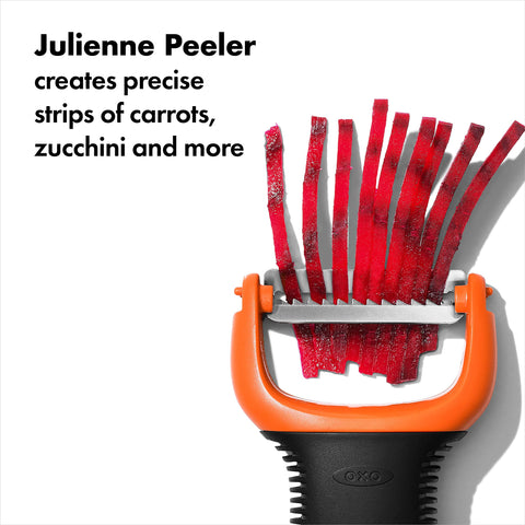OXO Good Grips 3-Piece Peeler Set stainless blades stay sharp for long-lasting prep.