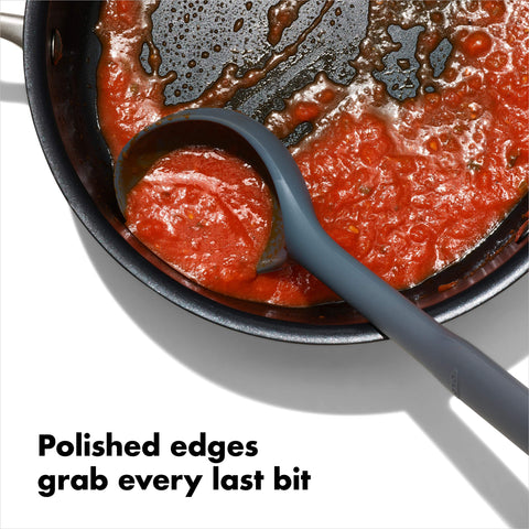 OXO Good Grips silicone spoon provides safe non-stick stirring.