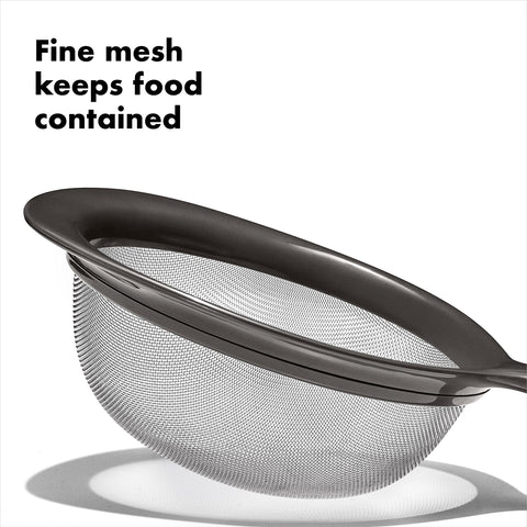 OXO Good Grips 3-Piece Strainer Set large strainer draining pasta efficiently