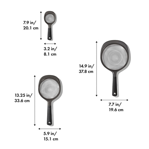 OXO Good Grips 3-Piece Strainer Set medium strainer rinsing berries gently