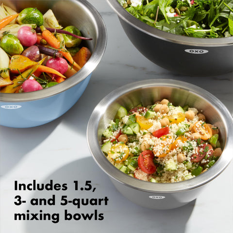 OXO Good Grips 3-quart bowl with higher sides for stable mixing