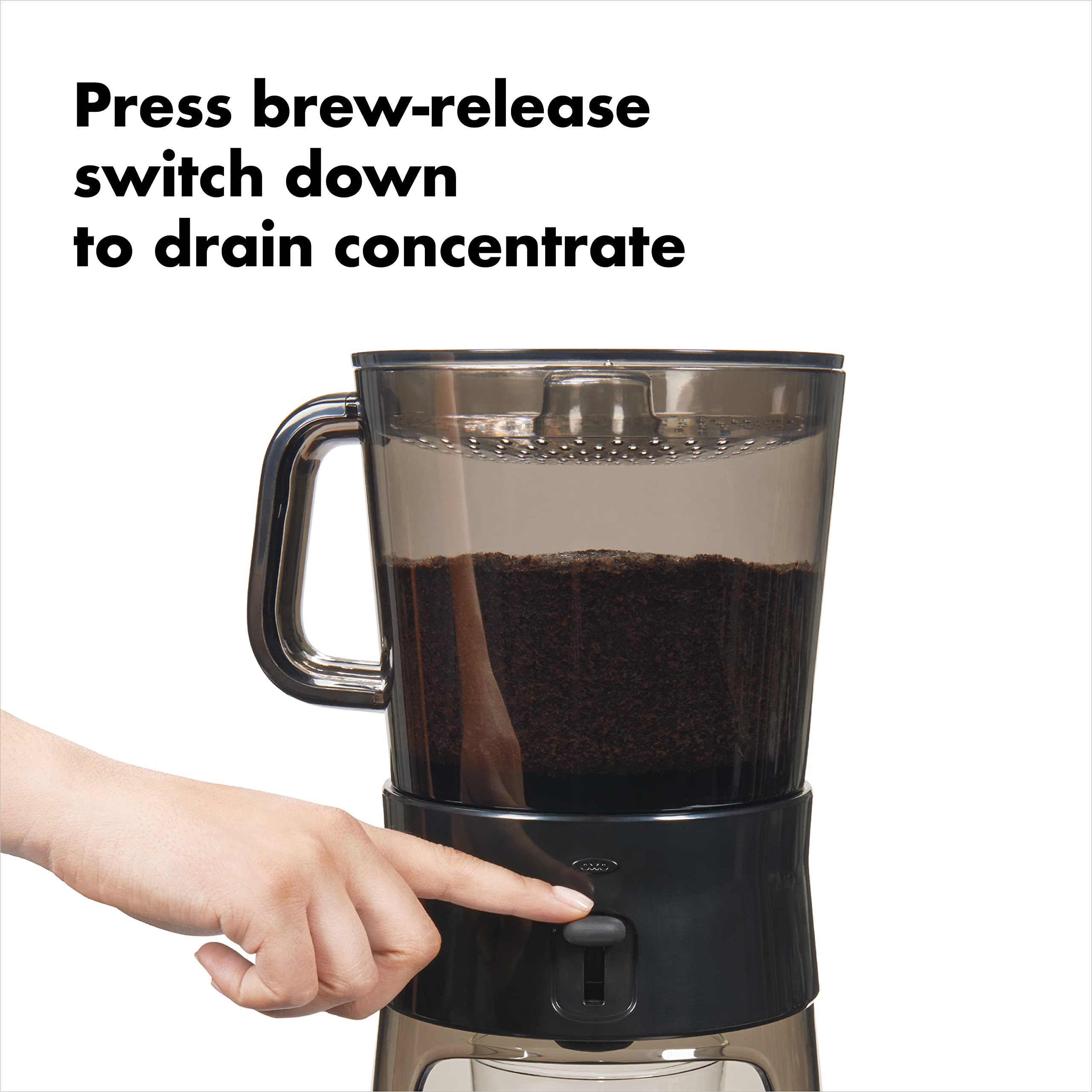 Coffee maker disassembles for thorough cleaning and nests for compact storage.