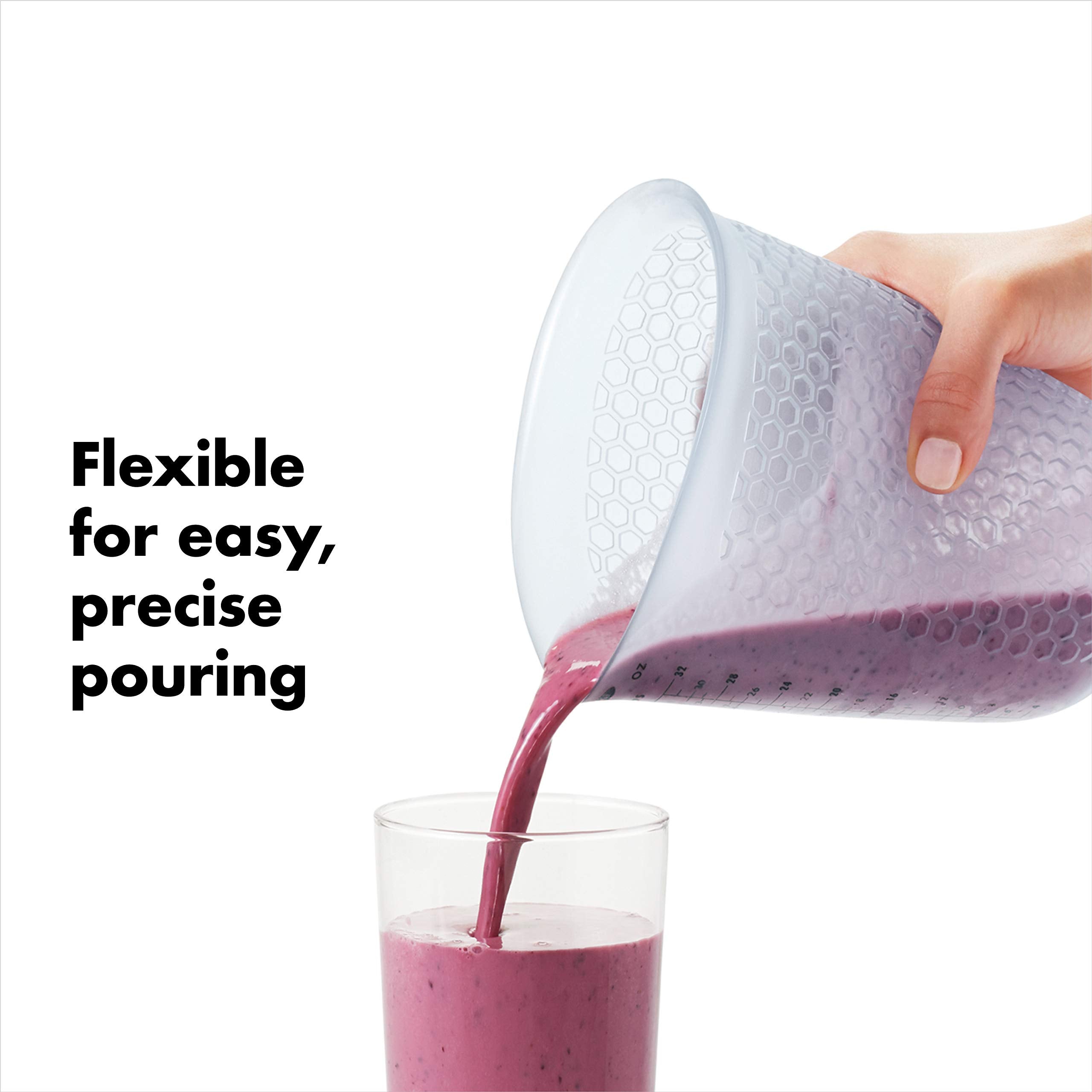 OXO Good Grips silicone cup with stay-cool design for microwaving small portions.