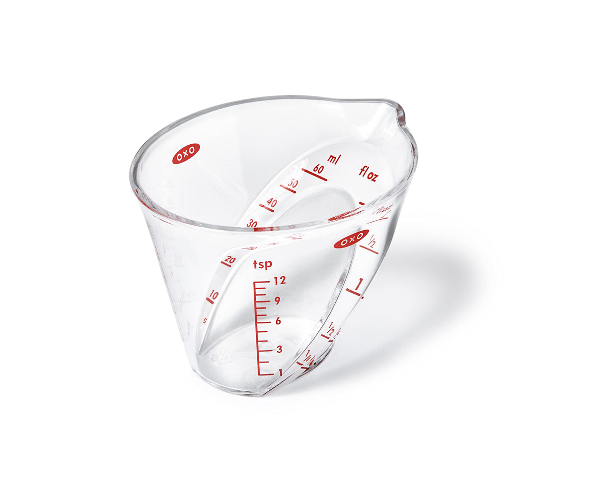OXO Good Grips 60ml Mini Angled Measuring Jug angled interior for easy reading from above