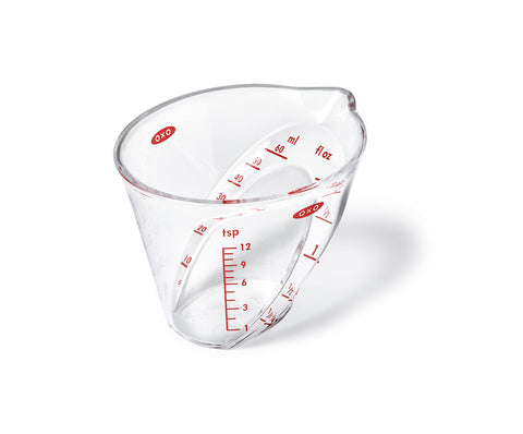 OXO Good Grips 60ml Mini Angled Measuring Jug angled interior for easy reading from above