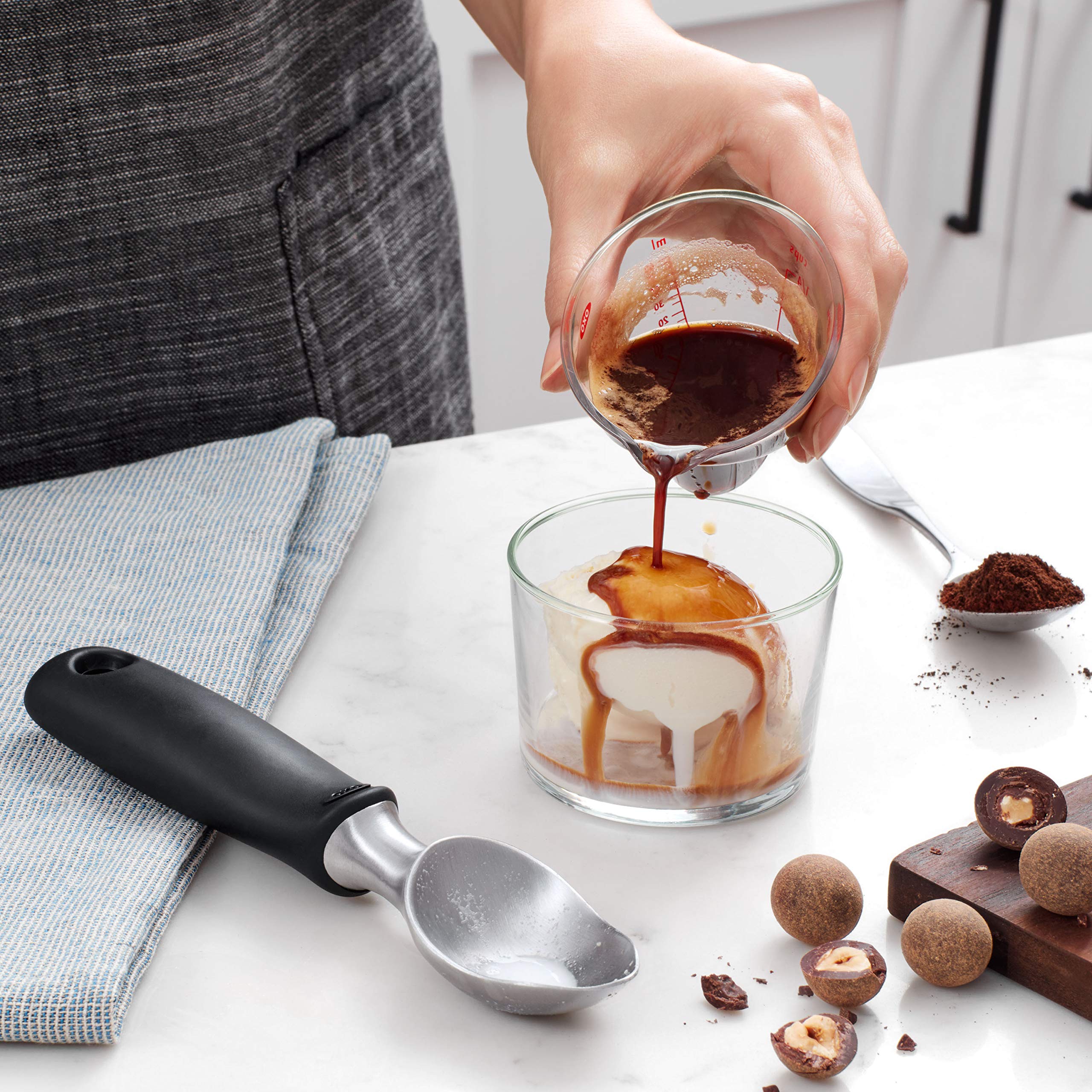 OXO Good Grips Mini Angled Measuring Jug read from above thanks to patented angle