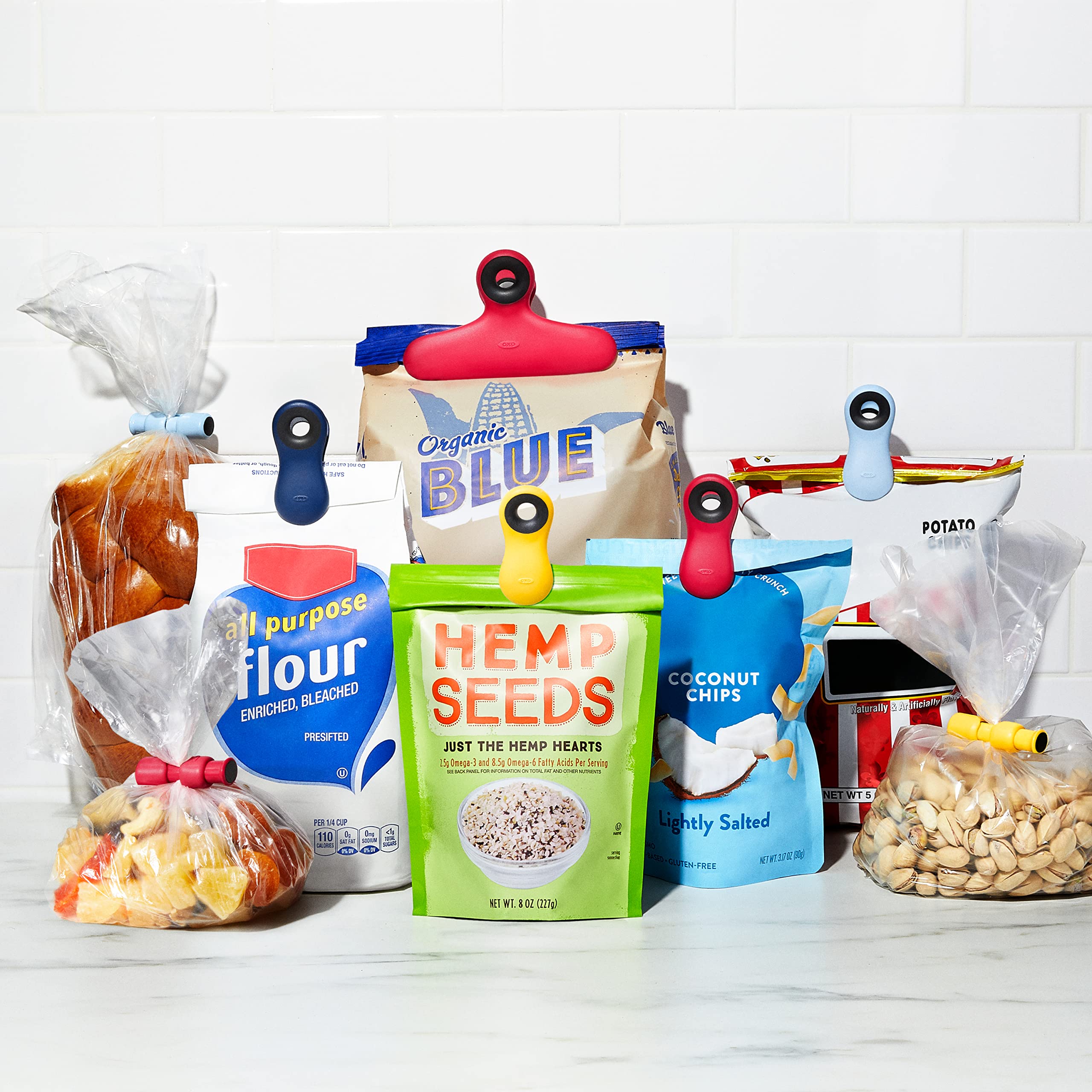OXO Good Grips bag cinches simplify bag closures without loose ends.