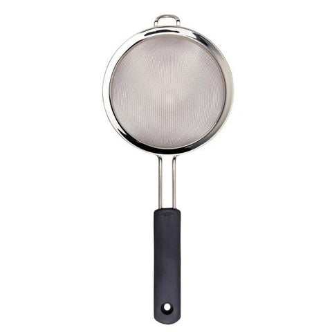 OXO Good Grips 8-Inch Strainer is dishwasher-safe and includes a hanging loop for storage.
