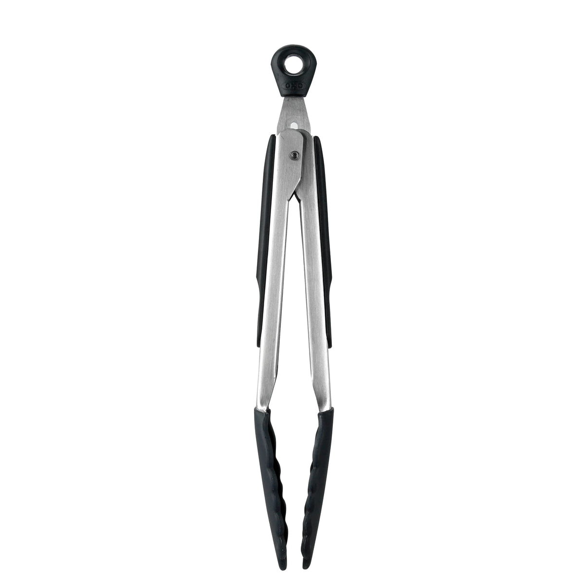 OXO Good Grips 9-inch tongs with silicone heads for secure grip on pans