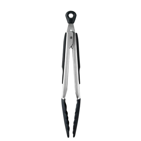 OXO Good Grips 9-inch tongs with silicone heads for secure grip on pans