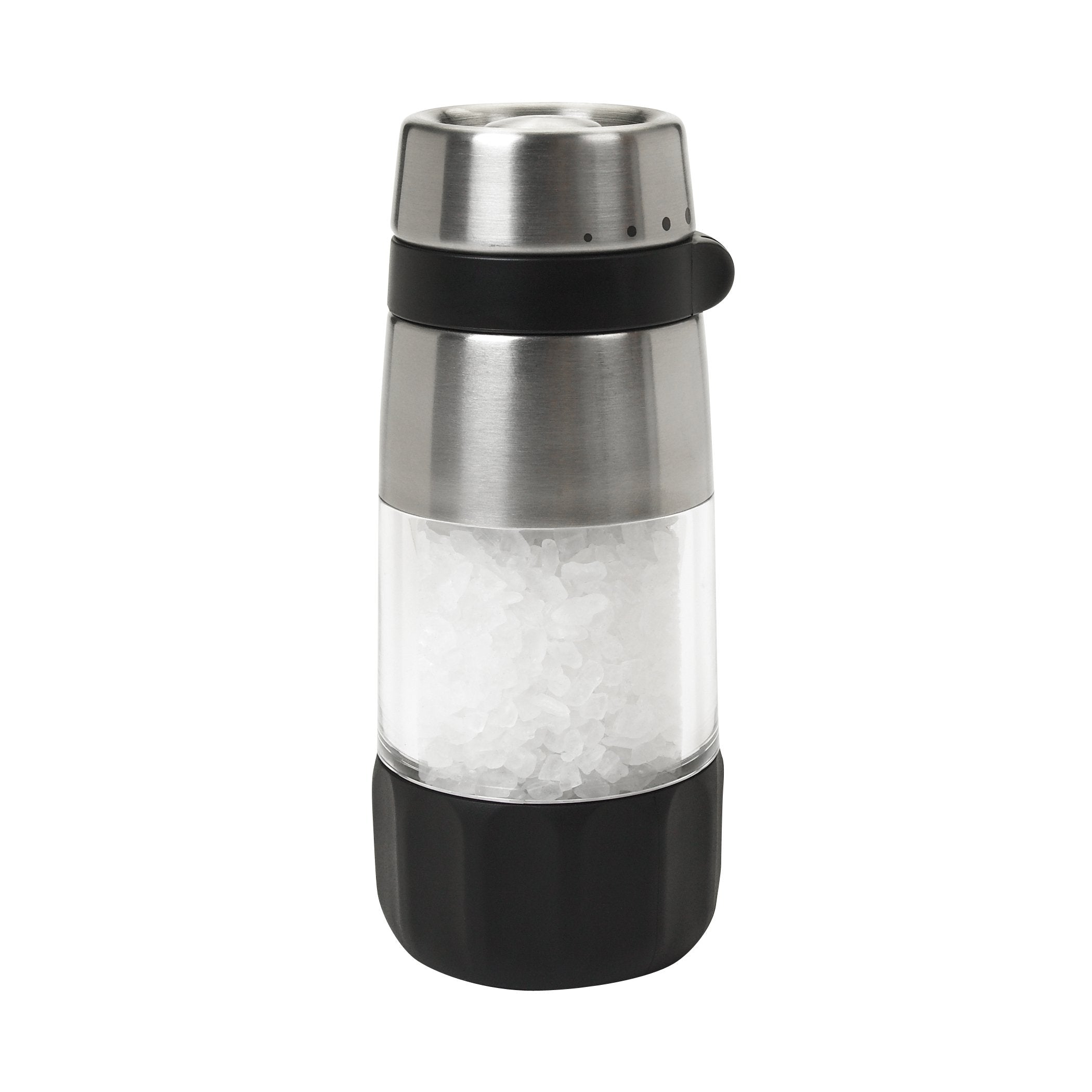OXO Good Grips Accent Salt Grinder on counter for quick sea salt seasoning