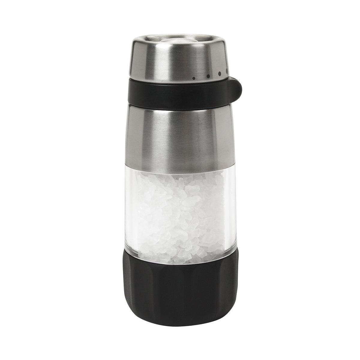 OXO Good Grips Accent Salt Grinder on counter for quick sea salt seasoning