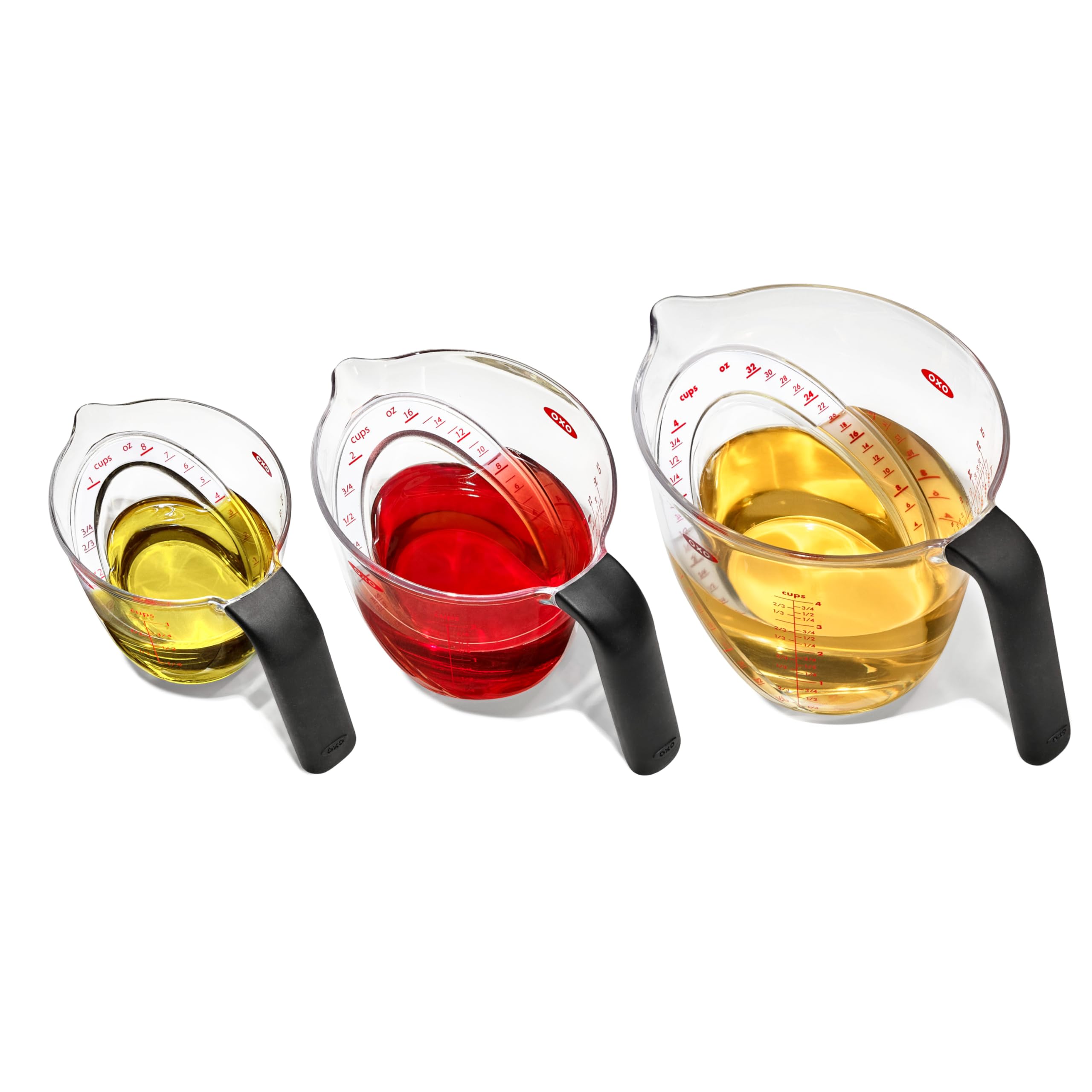 OXO Good Grips angled-reading 1-cup cup enables above-view reading for precise pouring.