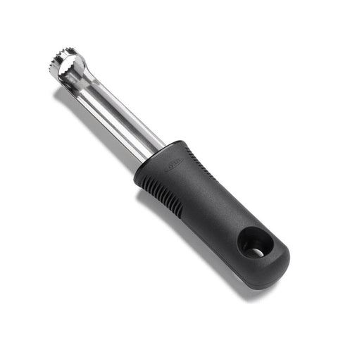 OXO Good Grips Apple Corer with soft nonslip handle reduces hand fatigue during use.